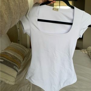 Free People Square Neck Bodysuit White Size XS-S